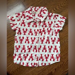 MONICA + ANDY Organic Cotton Button Down Lobster Shirt Coastal Preppy Summer 4T